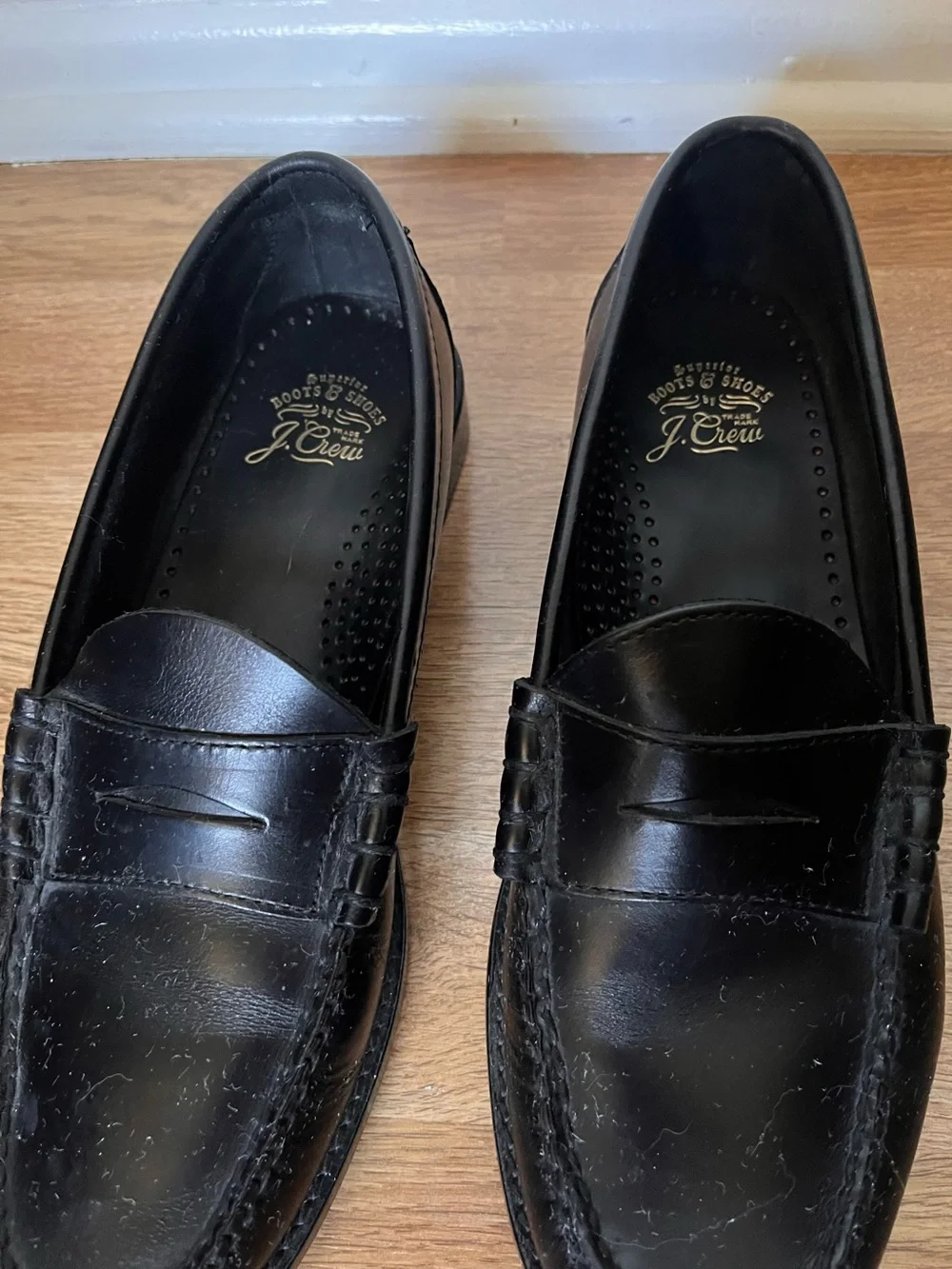 J. Crew Black Leather Penny Loafers for Men - Size 8.5